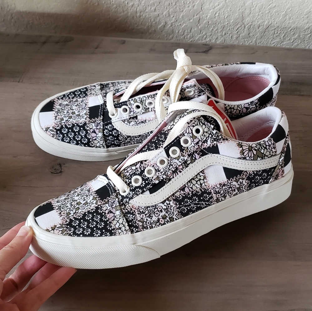 Vans Black, White & Pink Patchwork Old Skool Sneakers